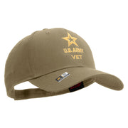 Licensed Star US Army Veteran Military Embroidered Solid Cotton Twill Low Profile Strap Cap - Khaki OSFM