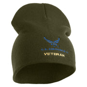 US Air Force Veteran with Wing Symbol Embroidered 8" Short Beanie - Olive OSFM