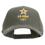 Licensed Star US Army Veteran Military Embroidered Solid Cotton Twill Low Profile Strap Cap - Grey OSFM
