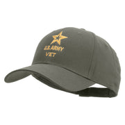 Licensed Star US Army Veteran Military Embroidered Solid Cotton Twill Low Profile Strap Cap - Grey OSFM