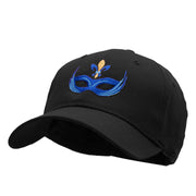 Mardi Gras Blue Mask Embroidered Solid Cotton Twill Low Profile Strap Cap