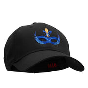 Mardi Gras Blue Mask Embroidered Solid Cotton Twill Low Profile Strap Cap