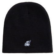 Chalk Style Tiger Embroidered 8 Inch Knitted Short Beanie - Black OSFM