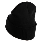 Appalachian Tree Embroidered 12" Acrylic Cuff Long Beanie - Black OSFM