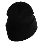 Appalachian Tree Embroidered 12" Acrylic Cuff Long Beanie - Black OSFM