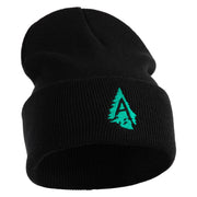 Appalachian Tree Embroidered 12" Acrylic Cuff Long Beanie - Black OSFM