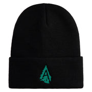 Appalachian Tree Embroidered 12" Acrylic Cuff Long Beanie - Black OSFM