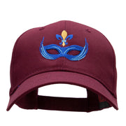 Mardi Gras Blue Mask Embroidered Solid Cotton Twill Low Profile Strap Cap