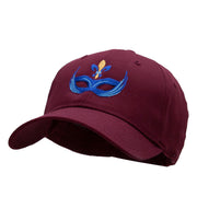 Mardi Gras Blue Mask Embroidered Solid Cotton Twill Low Profile Strap Cap