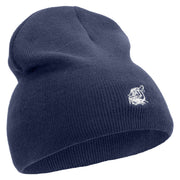 Chalk Style Tiger Embroidered 8 Inch Knitted Short Beanie - Navy OSFM