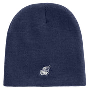 Chalk Style Tiger Embroidered 8 Inch Knitted Short Beanie - Navy OSFM