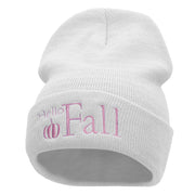 Hello Fall Embroidered 12 Inch Long Knitted Beanie