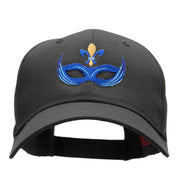 Mardi Gras Blue Mask Embroidered Solid Cotton Twill Low Profile Strap Cap