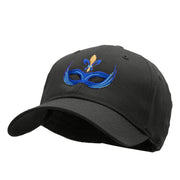 Mardi Gras Blue Mask Embroidered Solid Cotton Twill Low Profile Strap Cap