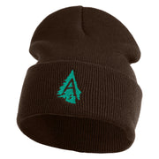 Appalachian Tree Embroidered 12" Acrylic Cuff Long Beanie - Brown OSFM