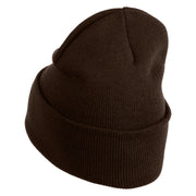 Appalachian Tree Embroidered 12" Acrylic Cuff Long Beanie - Brown OSFM