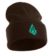 Appalachian Tree Embroidered 12" Acrylic Cuff Long Beanie - Brown OSFM