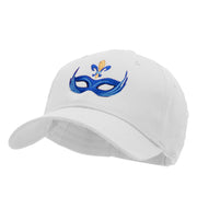 Mardi Gras Blue Mask Embroidered Solid Cotton Twill Low Profile Strap Cap