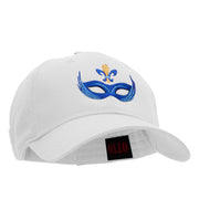 Mardi Gras Blue Mask Embroidered Solid Cotton Twill Low Profile Strap Cap