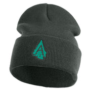 Appalachian Tree Embroidered 12" Acrylic Cuff Long Beanie - Charcoal OSFM