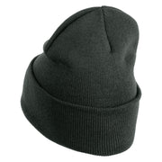 Appalachian Tree Embroidered 12" Acrylic Cuff Long Beanie - Charcoal OSFM