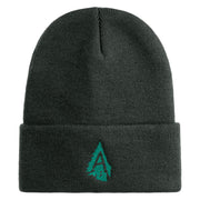 Appalachian Tree Embroidered 12" Acrylic Cuff Long Beanie - Charcoal OSFM
