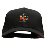 Autumn Tree Embroidered Cotton Twill Pro Style Cap