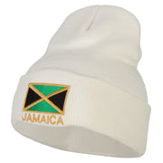 Jamaica Flag with Letters Embroidered Long Knitted Beanie