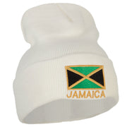 Jamaica Flag with Letters Embroidered Long Knitted Beanie