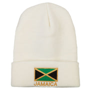 Jamaica Flag with Letters Embroidered Long Knitted Beanie