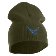 US Air Force Wing Symbol Embroidered 8 Inch Short Beanie - Olive OSFM