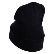 Half Dome Embroidered 12" Knit Cuff Long Beanie Made in USA - Black OSFM