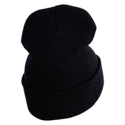 Half Dome Embroidered 12" Knit Cuff Long Beanie Made in USA - Black OSFM