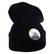 Half Dome Embroidered 12" Knit Cuff Long Beanie Made in USA - Black OSFM