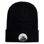 Half Dome Embroidered 12" Knit Cuff Long Beanie Made in USA - Black OSFM
