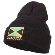 Jamaica Flag with Letters Embroidered Long Knitted Beanie