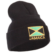 Jamaica Flag with Letters Embroidered Long Knitted Beanie