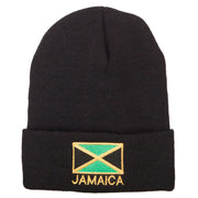 Jamaica Flag with Letters Embroidered Long Knitted Beanie