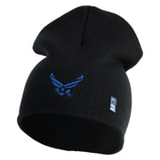 US Air Force Wing Symbol Embroidered 8 Inch Short Beanie - Black OSFM