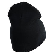 US Air Force Wing Symbol Embroidered 8 Inch Short Beanie - Black OSFM
