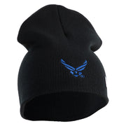 US Air Force Wing Symbol Embroidered 8 Inch Short Beanie - Black OSFM