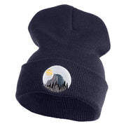 Half Dome Embroidered 12" Knit Cuff Long Beanie Made in USA - Navy OSFM