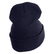Half Dome Embroidered 12" Knit Cuff Long Beanie Made in USA - Navy OSFM