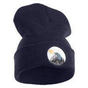 Half Dome Embroidered 12" Knit Cuff Long Beanie Made in USA - Navy OSFM