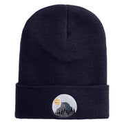 Half Dome Embroidered 12" Knit Cuff Long Beanie Made in USA - Navy OSFM