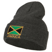 Jamaica Flag with Letters Embroidered Long Knitted Beanie