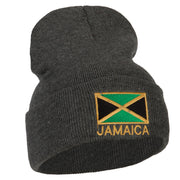 Jamaica Flag with Letters Embroidered Long Knitted Beanie