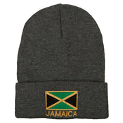 Jamaica Flag with Letters Embroidered Long Knitted Beanie