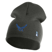 US Air Force Wing Symbol Embroidered 8 Inch Short Beanie - Charcoal OSFM