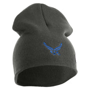 US Air Force Wing Symbol Embroidered 8 Inch Short Beanie - Charcoal OSFM